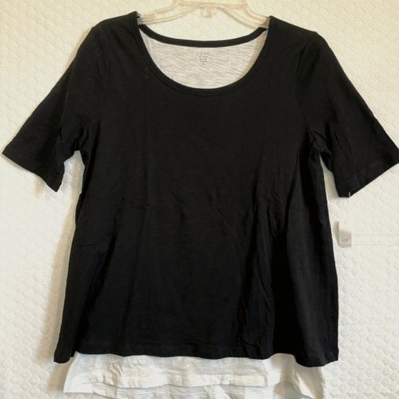 GAP Tops - NWT Love By Gap Nursing Black Short Sleeve T Shirt -White Liner- Size S
